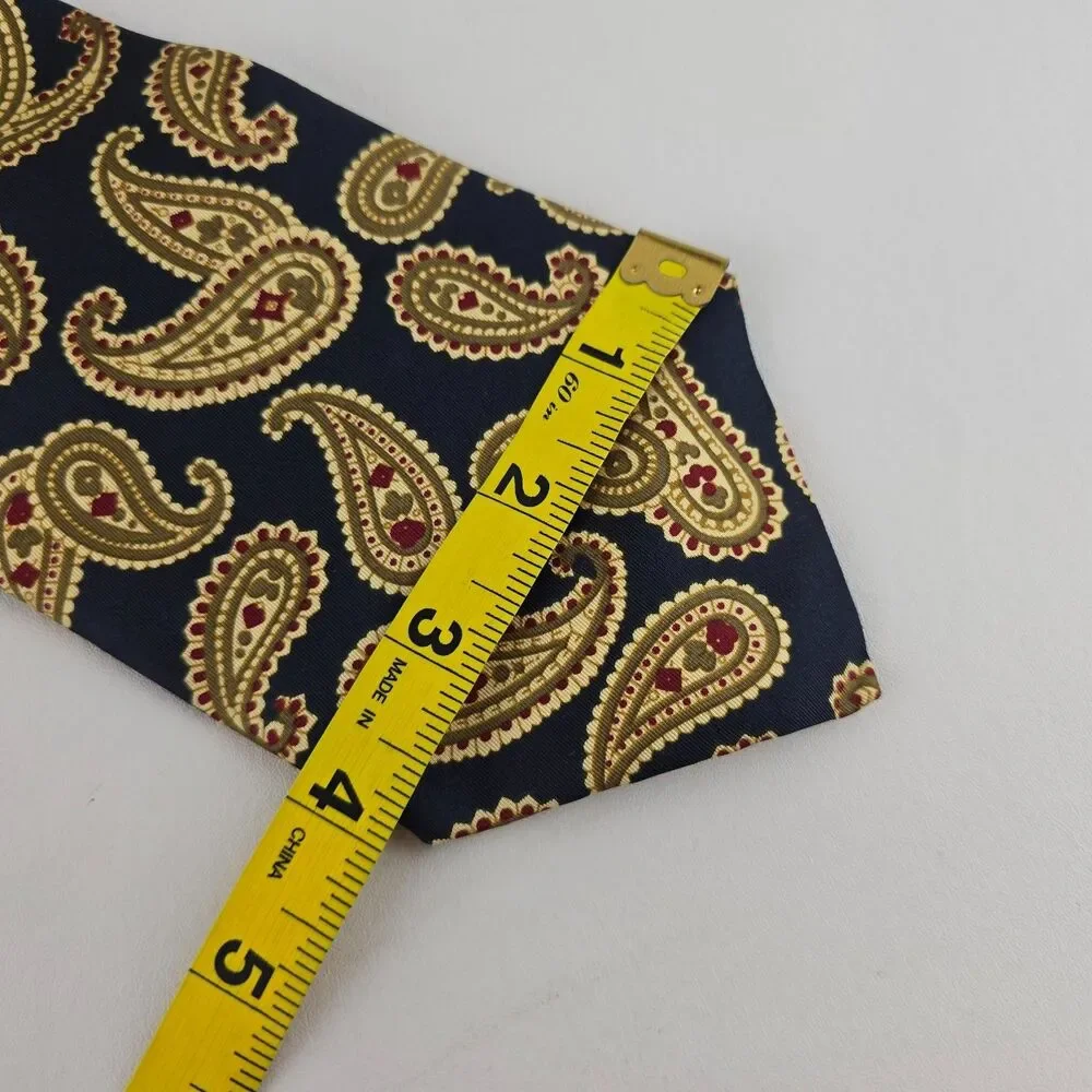 Banana Republic Tie Mens Blue Gold Paisley Silk Wide Necktie Made In Italy